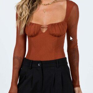 Princess Polly Olas Bodysuit Terracotta Size 6